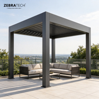 Kit de support de pergola en aluminium avec certification CE, LED, résistant au vent, 3m x 3m/4m x 4m pour installation extérieure DIY
