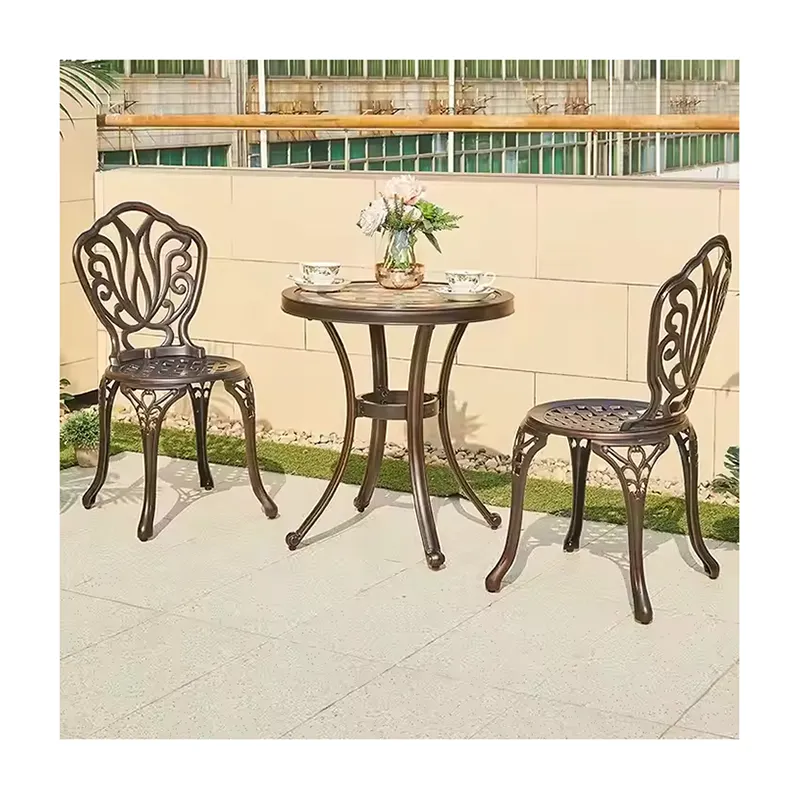 Clássico Casting Aluminum Furniture Set Outdoor Patio Coffee Table e cadeiras para 2