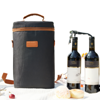 Sac isotherme portable en polyester à motif léopard avec logo personnalisé, pour 2 bouteilles, réutilisable, avec fermeture éclair, idéal pour la plage AZIMAGING