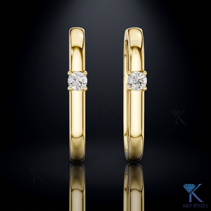 Lab Grown CVD Diamond Solitaire Round Brilliant Cut <b>Hoop</b> <b>Earrings</b> Luxury Minimalist 14K <b>Solid</b> Gold Women's Wedding Party Jewelry - Product Image 2