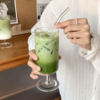 Verre à pied esthétique pour highball, jus glacé et thé matcha, 290ml 340ml, faible MOQ