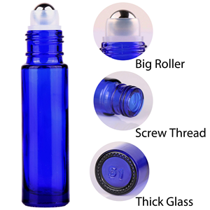 Beautiful 5ml 10ml <b>Small</b> Transparent Amber Blue Glass Round Tube Roller Ball <b>Bottle</b> With Lid and Stainless Steel Beads - Product Image 4