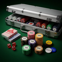Ensemble professionnel de 500 jetons de poker en argile de 14 g avec étui, jetons de casino Las Vegas Poker Club, ensemble de jetons de jeu lourds