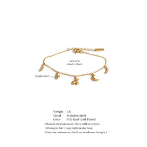 Bracelet chaîne JINYOU 4822 en acier inoxydable plaqué <span class=keywords><strong>or</strong></span> 18 carats avec pendentifs <span class=keywords><strong>banane</strong></span>, lune et cerise pour <span class=keywords><strong>femme</strong></span> - Product Image 6