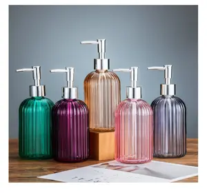 Yüksek kalite renk doldurulabilir cam sabunluk mutfak sabunluk el sabun dağıtıcısı