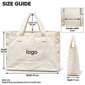 Borsa Tote in Tela con Logo Personalizzato, Grande Capacità, Tessuto Resistente da 12oz, Riutilizzabile <span class=keywords><strong>per</strong></span> Shopping, Regalo Promozionale Aziendale - Product Image 3