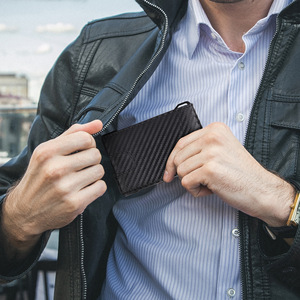 Multi Card Slot Metal Card Holder <b>RFID</b> Anti Theft <b>Wallet</b> Flip Top Bi Fold <b>For</b> <b>Men</b> Black 4 Inch Vertical Square - Product Image 2