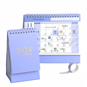 Good Materials Custom Calendar Day Year Off Coil Binding Standing Flip Calendar 2024