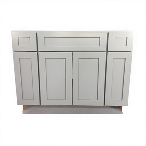 Gabinete de cocina de madera maciza con coctelera blanca y gris de estilo moderno personalizado independiente con fregadero y grifo para apartamento RTA - Product Image 2