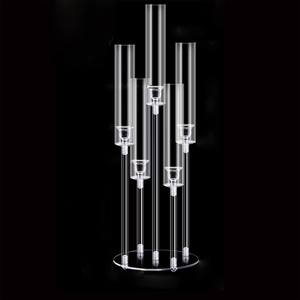 Candelabro Acrílico de 5 Brazos con Tubo de PC, Centros de Mesa Decorativos para Bodas - Product Image 5