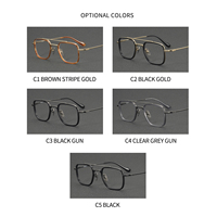 GMS637 En stock – Lunettes de style pilote classique à double pont en titane avec monture frontale en acétate et branches confortables pour usage quotidien