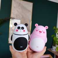 Mignonne tasse en verre à double paroi isolée en forme de panda, 300 ml, motif animal de dessin animé, gourde portable pour garçons, filles, étudiants, pour la consommation quotidienne