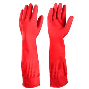 Xingli 38cm coude longueur non doublé étanche ménage couleur rouge couleur naturelle gants de nettoyage gants de ménage imperméables