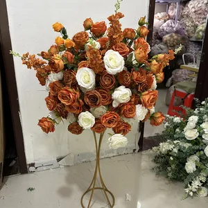 IFG 뜨거운 가을 결혼식 인공 꽃 장식 탄 오렌지 꽃 공 테이블 센터피스