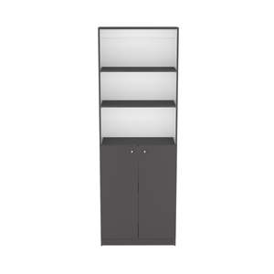 Librería moderna de 2 puertas DB Home, unidad de almacenamiento de oficina de varios niveles con puertas dobles, gris mate/blanco - Product Image 5