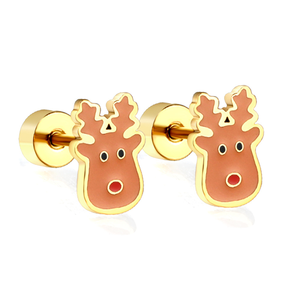 Tùy Chỉnh Dễ Thương Kid Đồ Trang Sức Giáng Sinh Men <span class=keywords><strong>Stud</strong></span> Bông Tai 18K Mạ Vàng Thép Không Gỉ Bông Tai Cô Gái Bông Tai Cho Trẻ Em - Product Image 6