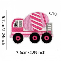 Patchs brodés personnalisés en feutre non tissé pour véhicules de construction, rose et bleu, motif excavatrice et camion, thermocollants pour vêtements d'enfants