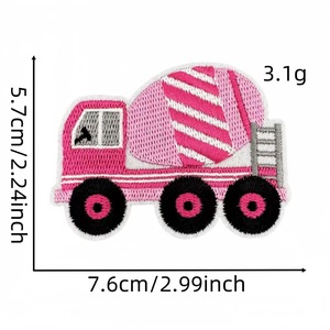 Toppe Ricamate Personalizzate per Veicoli da Cantiere, Escavatore Rosa Blu, Camion, Segnali Stradali, Applicazioni Termoadesive per <span class=keywords><strong>Abbigliamento</strong></span> Bambini - Product Image 5