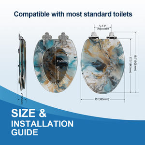 19インチ モダンアクリル大理石トイレシート トイレカバー ソフトクローズ 簡単清掃 スタイリッシュな抽象デザイン 高級バスルーム装飾用 - Product Image 4