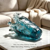 Vase Cheval au Galop en Verre Ambré Liuli, Sculpture en Cristal Faite à la Main, Décoration de Table de Luxe pour la Maison, Ornement Cadeau d'Entreprise Personnalisé avec Logo