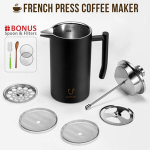 Cafetera Francesa Clásica de Acero Inoxidable de Doble Pared y Aislamiento de 34 oz con Logotipo Personalizado y Cuchara - Product Image 5