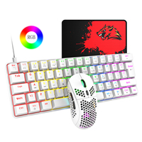 Freewolf T60 Klavye ve Fare Seti 62 Tuşlu Gerçek Mekanik Klavye Tablet Dizüstü Bilgisayar RGB Oyun Klavyesi ve Fare Seti