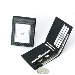Custom Hot Selling RFID Blocking Carbon Fiber Minimalist Genuine Leather <strong>Mens</strong> <strong>Wallet</strong> With <strong>Coins</strong> <strong>Pocket</strong> - Product Image 6