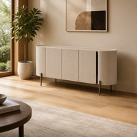 Buffet moderne de forme ovale de luxe armoires design pieds en acier inoxydable console d'entrée en bois
