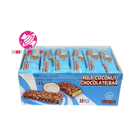 Barres de chocolat halal personnalisées en gros, collation pour enfants, biscuits gaufrettes enrobées de chocolat au lait et de noix de coco râpée