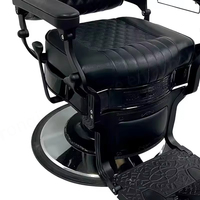 Chaise de salon de coiffure en cuir noir moderne Chaise de salon de coiffure rotative pour hommes
