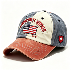 Gorra de Béisbol Vintage Lavada y Desgastada Estilo Dad Hat Unisex con Bordado Western Ridge Arch y Parche de Bandera de EE. UU., Visera Curva de Lona, Mágica - Product Image 5