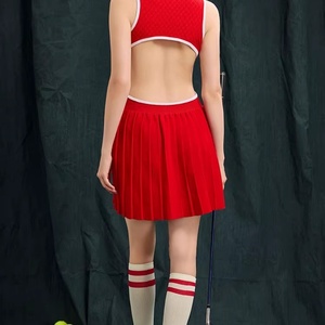 ชุดเทนนิสผ้าฝ้ายระบายอากาศได้ดีสำหรับผู้หญิง ชุดกีฬาฤดูร้อนสำหรับเล่นพิคเคิลบอล ไซส์พลัส รับผลิตตามแบบ (OEM) ผู้ผลิตเสื้อถักลำลอง - Product Image 4