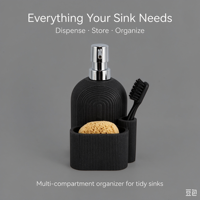 Distributeur de savon multifonctionnel noir avec éponge
