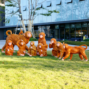 Estatua de Mono de Fibra de Vidrio de Tamaño Real, Escultura de Animal Personalizada de FRP para Parque Temático, Zoológico, Jardín, Decoración de Exteriores - Product Image 2