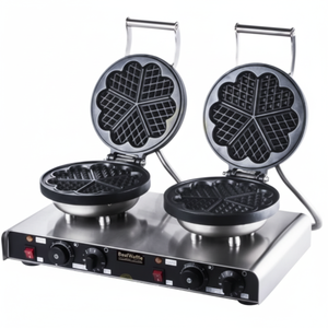 Kitchbox Gaufrier à fleurs industriel et commercial avec revêtement antiadhésif et mode d'économie d'énergie (lot de 2 1 an de garantie) - Product Image 1