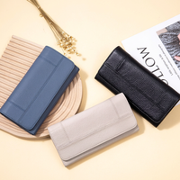 Dompet Kulit Asli Wanita Anti-RFID, Dompet Kulit Kapasitas Besar, Tempat Kartu Kredit, Dompet Clutch