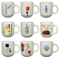Ensemble de tasses à thé empilables modernes de marque Rich, en céramique et porcelaine fine, compatibles lave-vaisselle et micro-ondes, imprimées sur mesure pour les cafés, idéales pour la rentrée scolaire