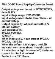 Mini convertisseur élévateur de DC-DC 3V 3.2V 3.3V 3.7V 5V 9V à 12V régulateur de tension Module de carte PCB peut définir 5V/ 8V/ 9V