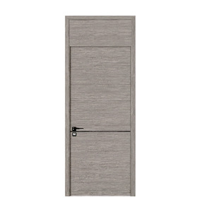Puerta Interior Minimalista de MDF con Acabado Acústico, Apertura Manual, Diseño de Grano de Madera Gris - Product Image 1