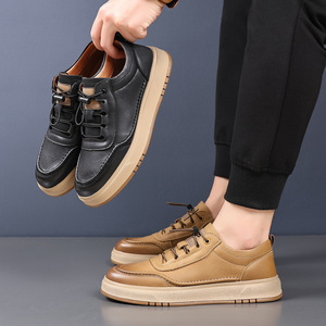 Zapatos de Hombre de Cuero Genuino con Cordones, Punta Redonda, Suela de Goma, Entresuela de EVA, Estilo Casual de Otoño - Product Image 3