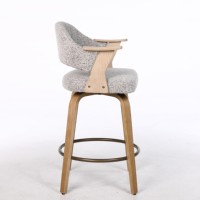 Moderne, drehbare, robuste Barhocker aus Holz in Thekenhöhe mit Rückenlehne und Armlehnen für Schlafzimmer, Esszimmer, Wohnzimmer, Schule und Kücheninsel