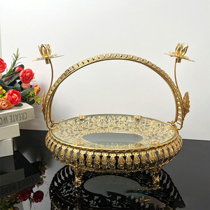 Cesta de Frutas y Plato para Pastel de Hierro y Vidrio, Color Sólido, Vajilla para Sala de Estar, para Postres Festivos - Product Image 3