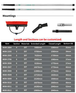 HOFI-Bâtons télescopiques ultralégers en fibre de carbone, tige multifonctionnelle de nettoyage de vitres, <span class=keywords><strong>pince</strong></span>, levier, accessoire, brosse incluse - Product Image 4