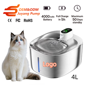 Paslanmaz çelik kablosuz kedi su çeşmesi 4L otomatik Pet kediler köpekler için içme çeşmesi akülü Pet su sebili - Product Image 1