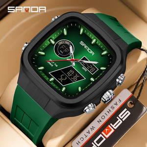 SANDA 6370 นาฬิกาดิจิตอลนักเรียนอเนกประสงค์ทรงสี่เหลี่ยม, นาฬิกาข้อมือกีฬากลางแจ้งกันน้ำเรืองแสง - Product Image 1