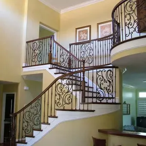 现代住宅室内不锈钢扶手手R装饰锻造铁艺楼梯栏杆楼梯照片
