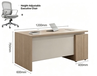 Bureau de travail professionnel de 1,2 m avec armoire latérale amovible et réversible verrouillable, bureau d'ordinateur moderne en bois pour le travail à domicile