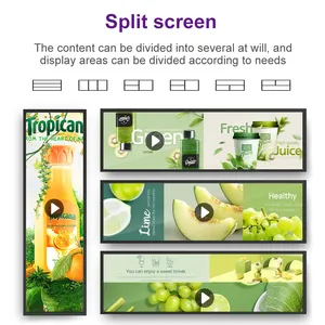 Indoor 23.1 38.5 Inch Custom Size Supermarket Banner Advertising Media Player Strip Monitor Touch Screen Stretch Bar Lcd Display