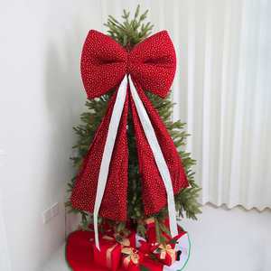 Nouvelle Décoration de Noël Faite Main en Coton, Grand Nœud Suspendu, 6 Couleurs Imprimées, Ornements d'Arbre, Vente Directe Usine, Personnalisable pour l'Exportation - Product Image 3