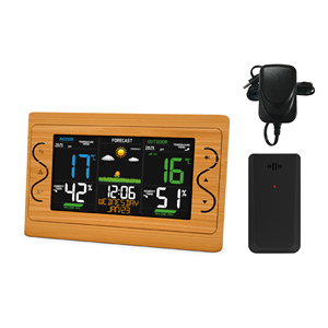 433Mhz Draadloze Kleurweergave Weerstation Klok Met Outdoor Hars Aangepaste Moderne Geometrische 8 Inch Indoor Fietsklok